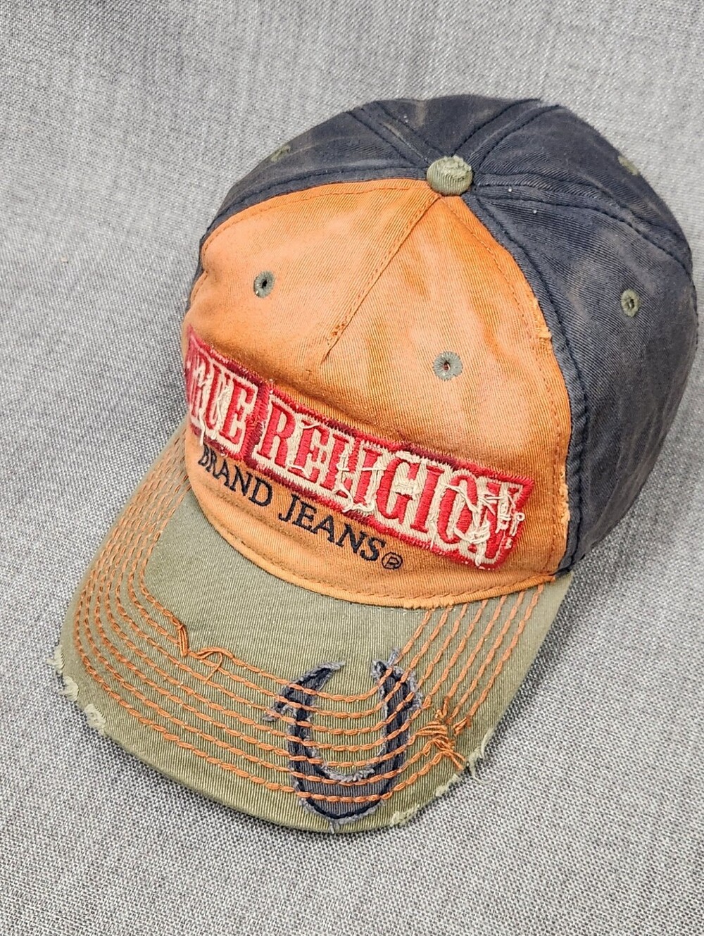 True Religion Distressed Style Adjustable 100% Cotton Hat.